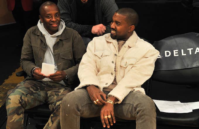 This is Kanye West at a basketball game.