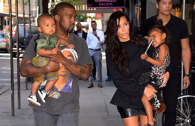 Kanye West and Kim Kardashian with son Saint and daughter North.