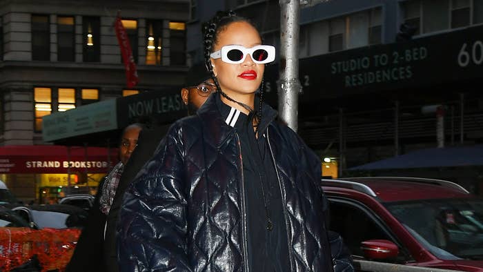 Rihanna is seen wearing sunglasses