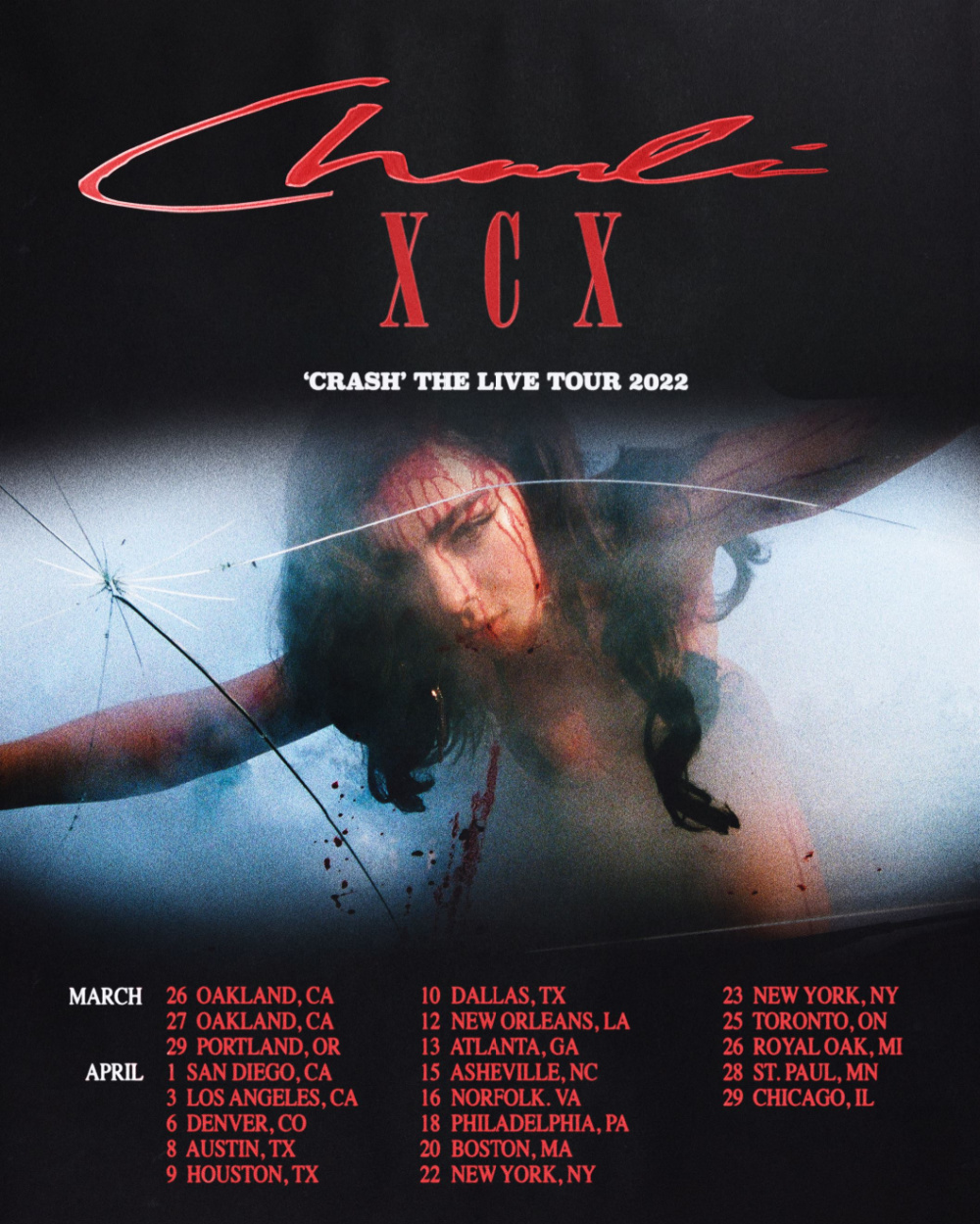 Charli XCX 2022 U.S. tour dates