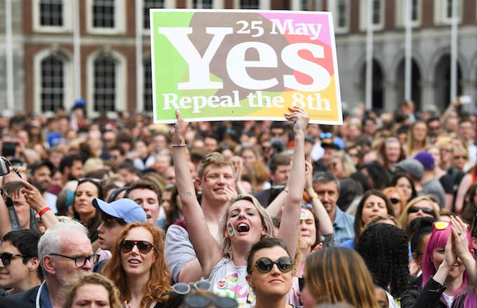 Irish people celebrate the country&#x27;s vote to repeal its strict abortion laws.