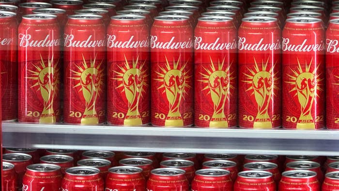 FIFA World Cup logo on Budweiser cans