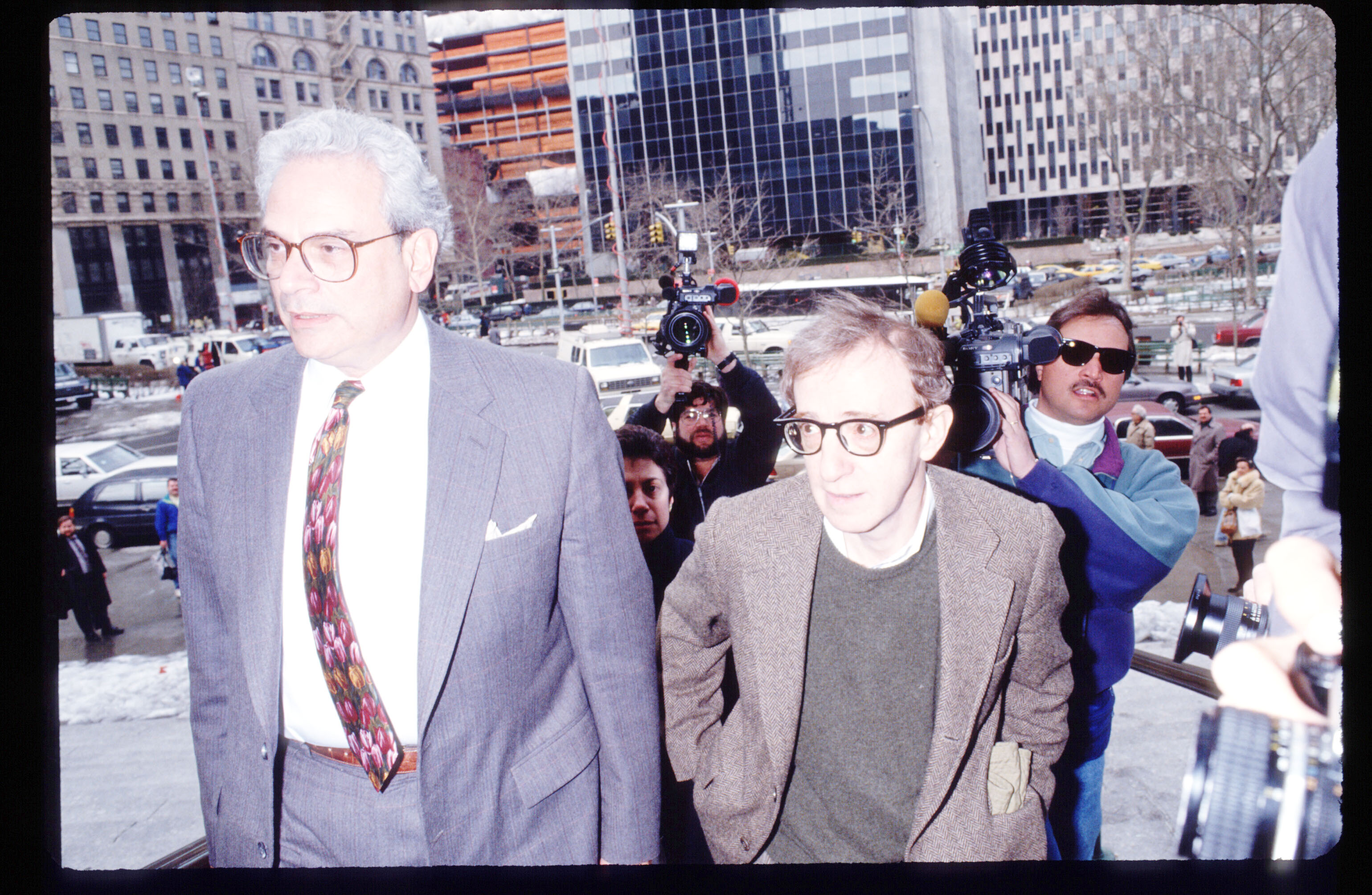 Woody Allen leaves the Manhattan Supreme Courthouse March 22, 1993 in New York City