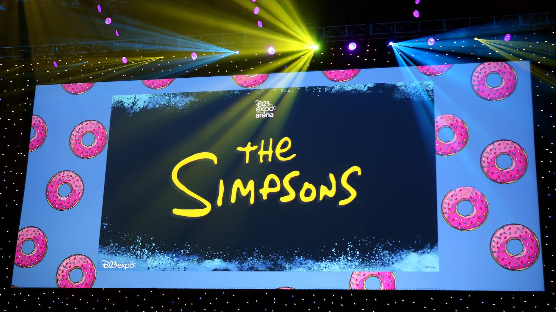 A view of the screen at The Simpsons! panel during the 2019 D23 Expo.