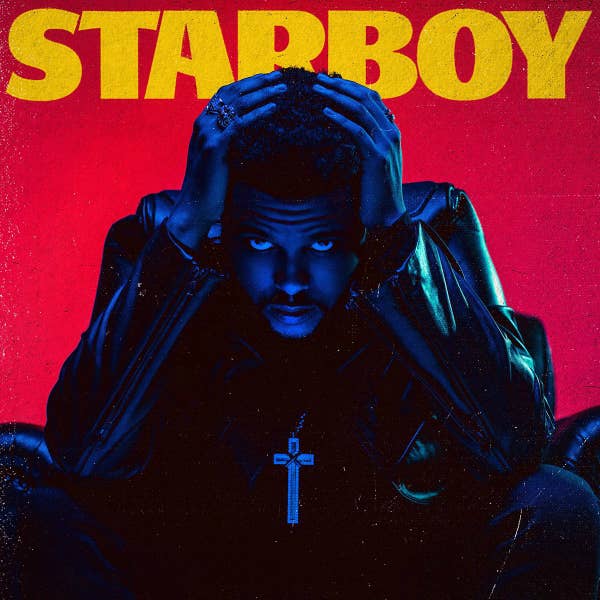 This is the cover for The Weeknd's 'Starboy' album.