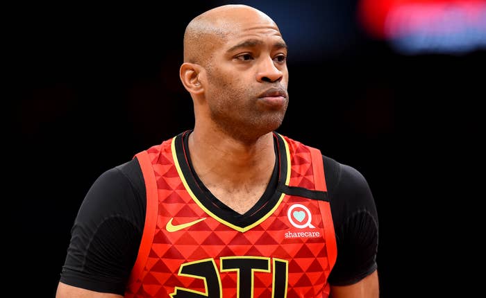 Vince Carter of the Atlanta Hawks during a 2020 game against the Washington Wizards