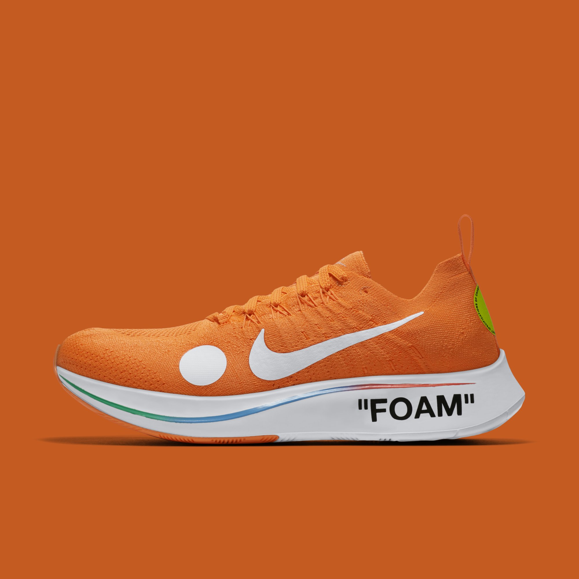 Off White x Nike Zoom Fly Mercurial Flyknit &#x27;Total Orange&#x27; AO2115 800 (Lateral)