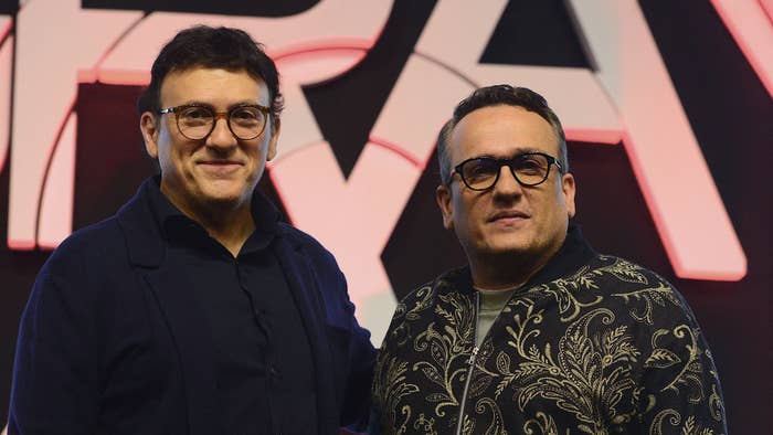 Joseph and Anthony Russo pose for pictures during &#x27;The Gray Man&#x27; press conference.