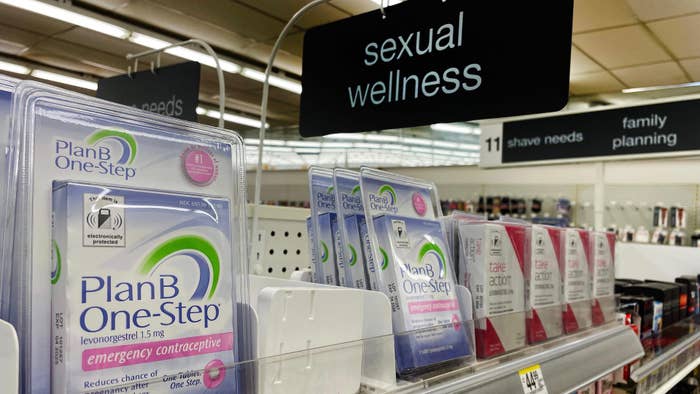 Plan-B, emergency contraceptive, on the self in a drug store in Annapolis, Maryland