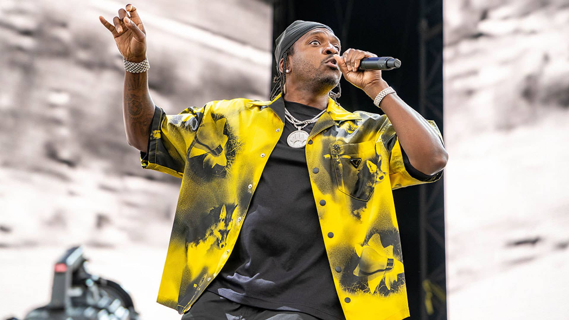 Pusha T performing at 'Made In America' Festival