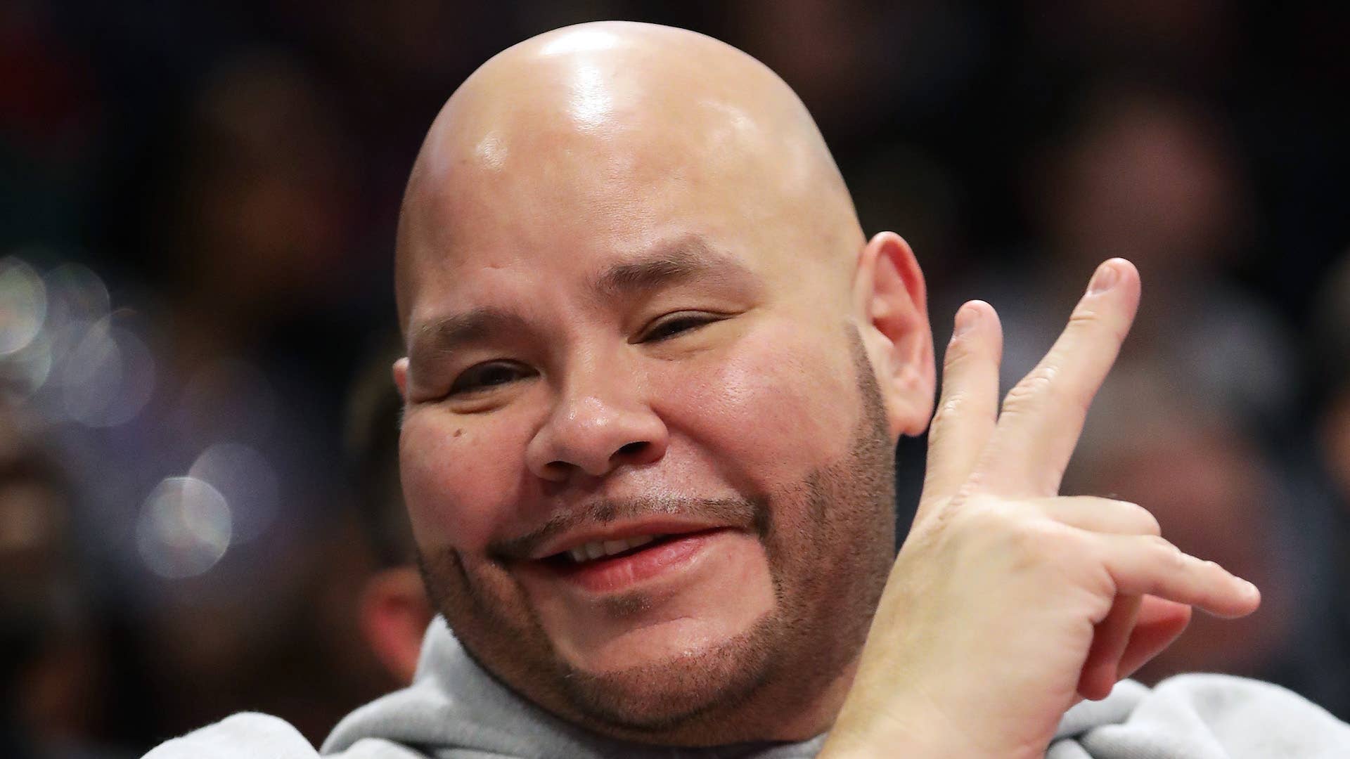 Rapper Fat Joe looks on in the 2020 NBA All Star   Taco Bell Skills Challenge