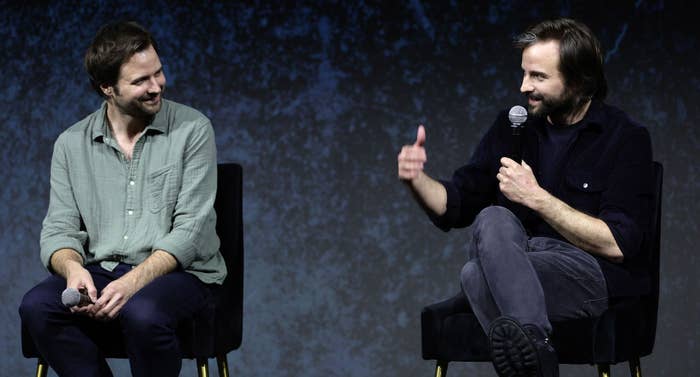 Matt and Ross Duffer speak onstage during Netflix FYSEE Storytellers