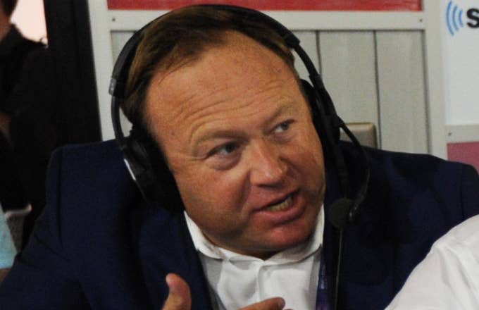 Alex Jones during an episode of Alter Family Politics on SiriusXM.