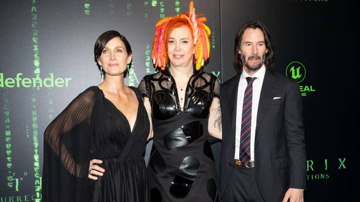 Carrie Anne Moss, Lana Wachowski, and Keanu Reeves at the U.S. premiere of &#x27;The Matrix Resurrections.&#x27;