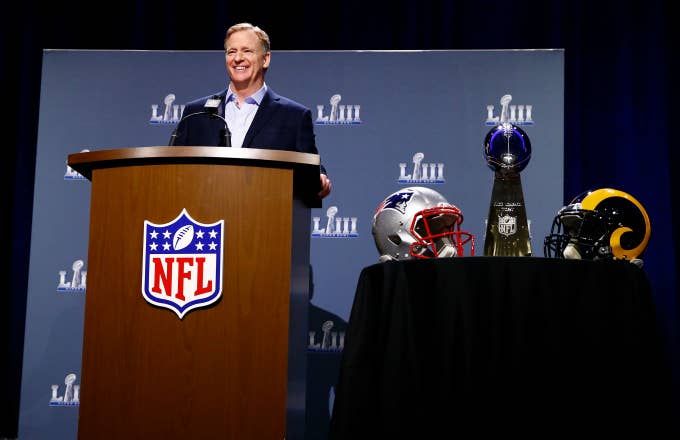 NFL Commissioner Roger Goodell speaks during a press conference