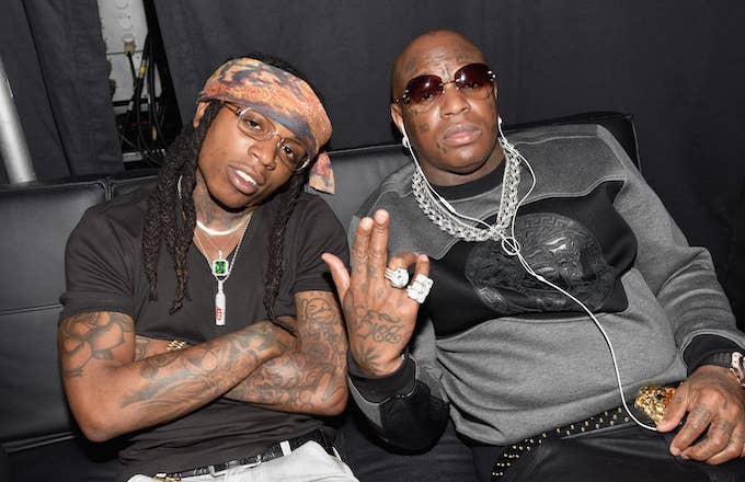 Rappers Jacquees (L) and Birdman.