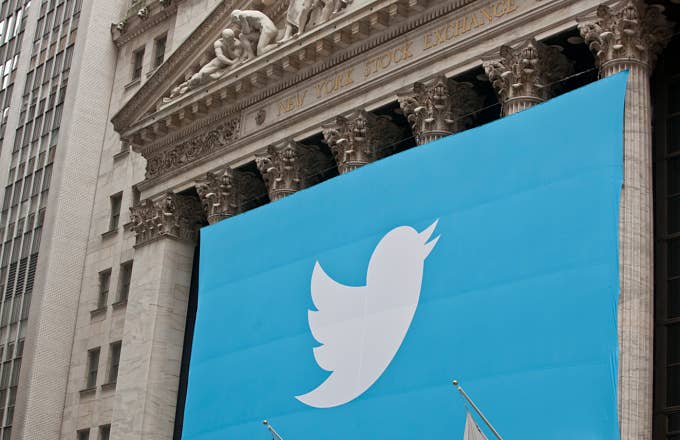 Twitter Banner Draped Over New York Stock Exchange