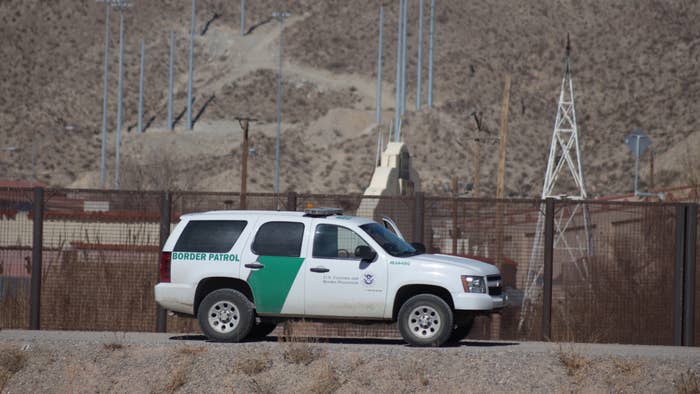 A Border Patrol vehicle along the US Mexico border