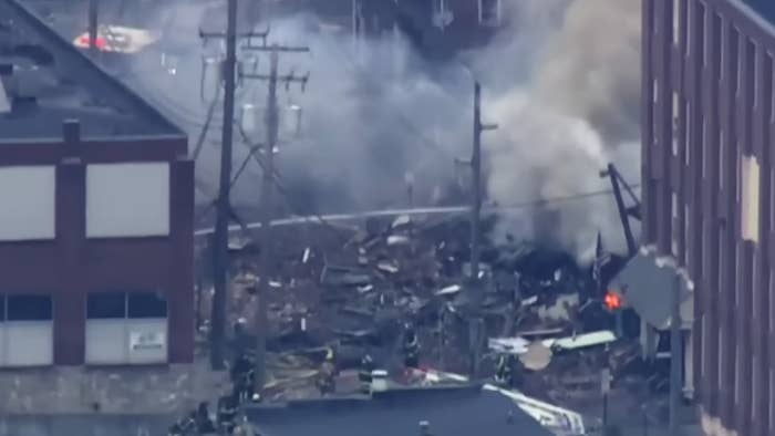 The aftermath of an explosion at a chocolate factory in Pennsylvania