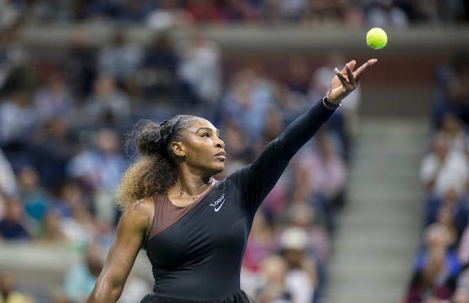 Serena Williams of the United States in action against Naomi Osaka of Japan.
