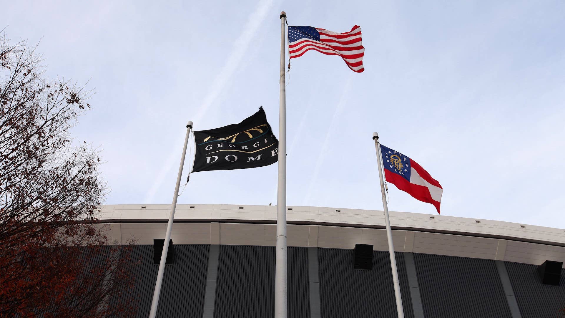 Georgia Dome Flag, American Flag and the Georgia State Flag