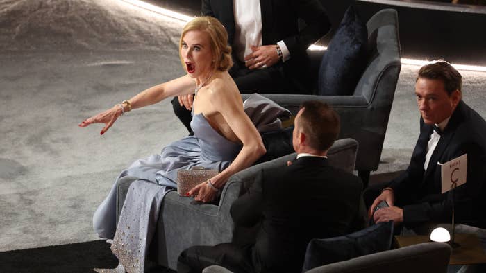 Nicole Kidman is seen being surprised at the Oscars