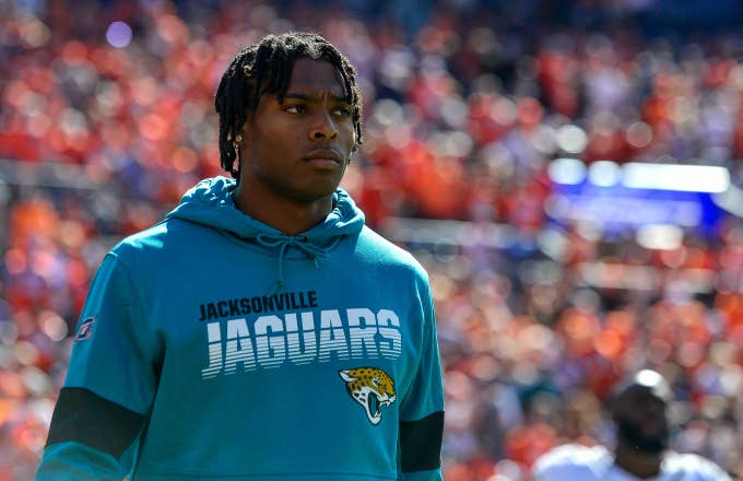 Jalen Ramsey #20 of the Jacksonville Jaguars walks onto the field