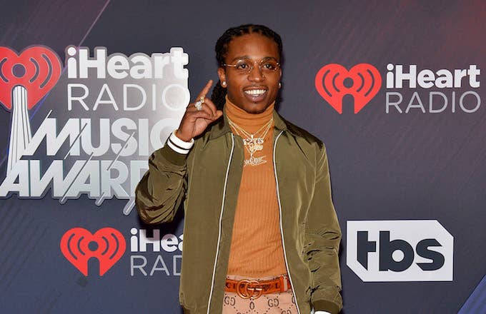 Jacquees arrives at the 2018 iHeartRadio Music Awards.