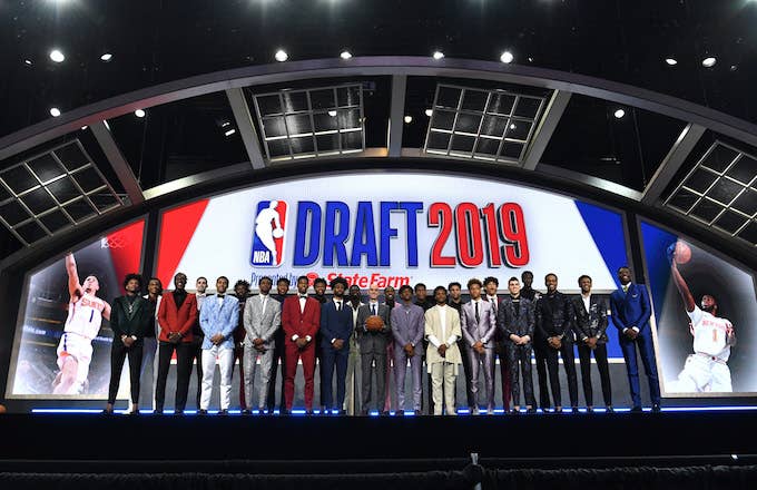 The 2019 NBA Draft prospects stand on stage