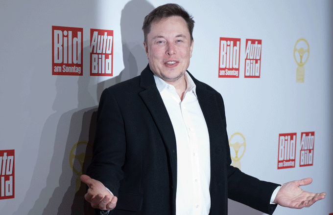 Elon Musk is awarded the Golden Steering Wheel.