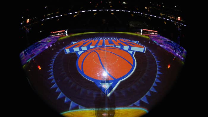 A general view of the New York Knicks logo