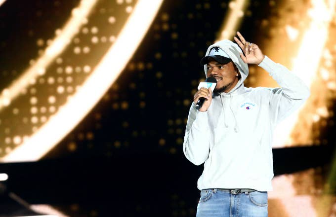 Chance The Rapper speaks onstage at WE Day California