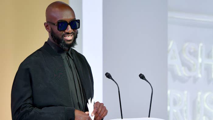 Virgil Abloh is seen giving a speech