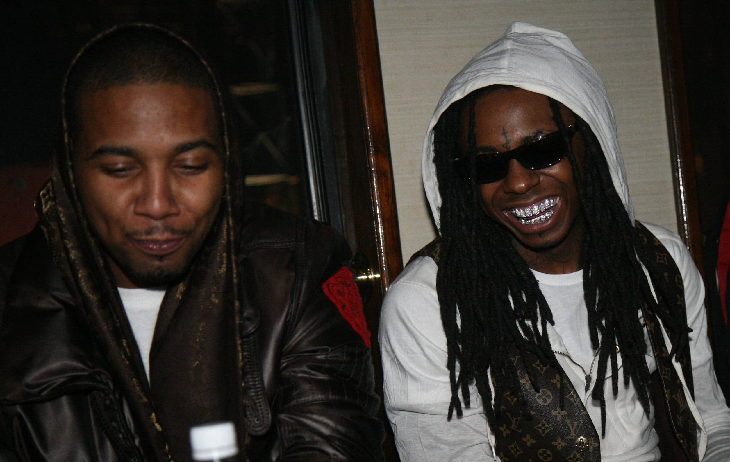 Juelz Santana and Lil Wayne attend the 2008 NBA All-Star Game