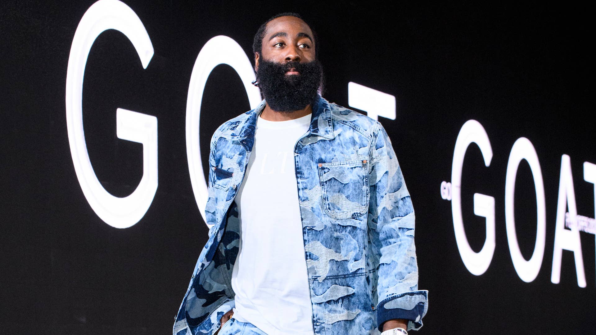 James Harden #13 of the Brooklyn Nets arrives to the arena before the game