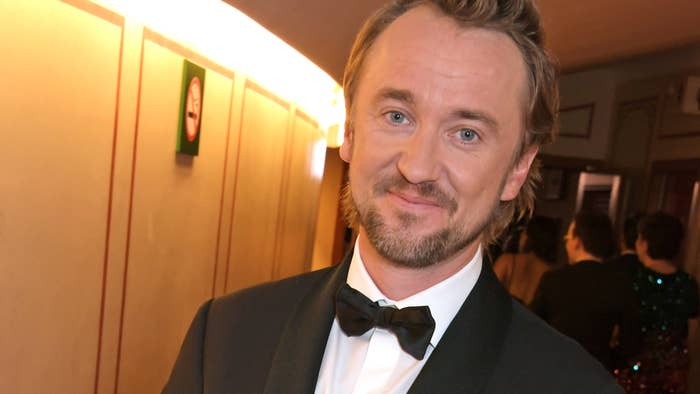 Tom Felton poses backstage at The Olivier Awards 2022