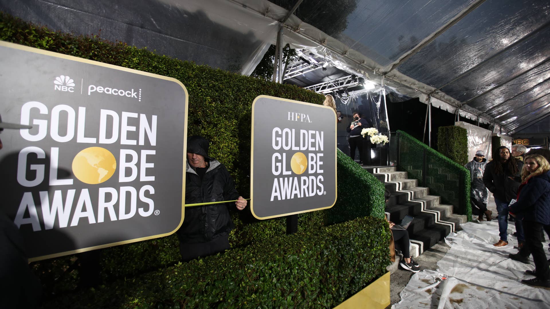 Golden Globes preparations are pictured