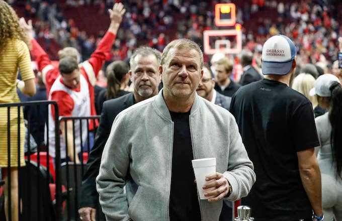 Tilman Fertitta leaves the court after the game against the Phoenix Suns.