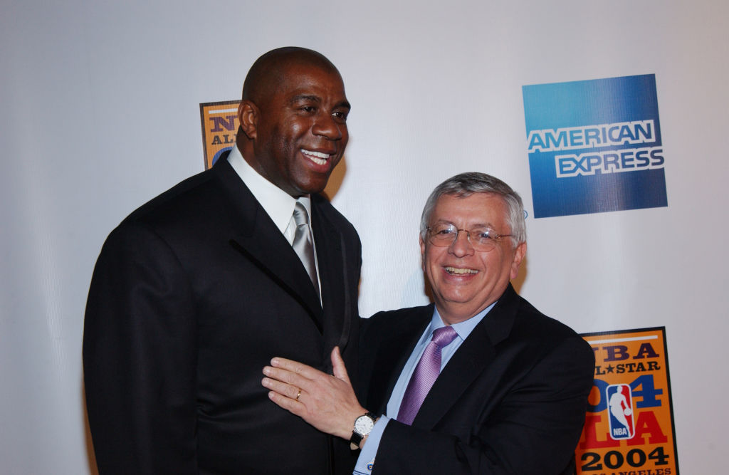 Magic Johnson David Stern 2004 Getty