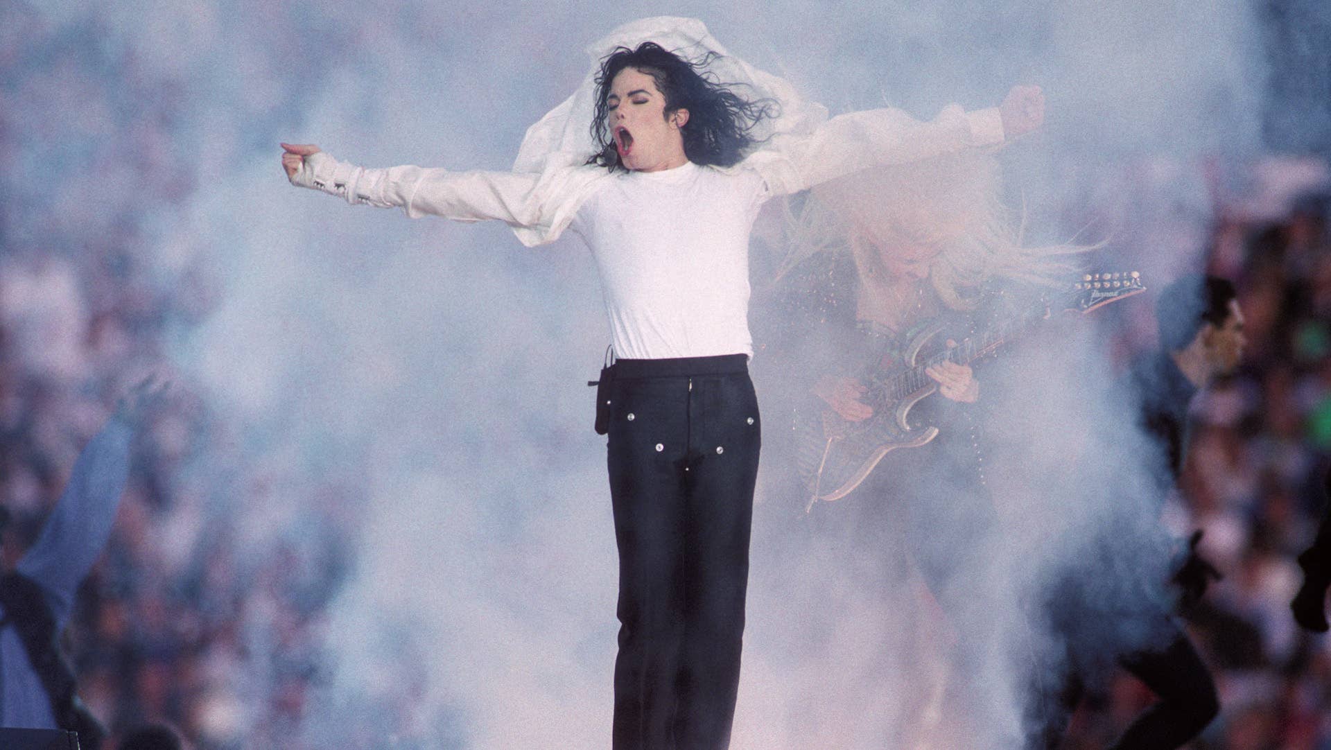 Michael Jackson performs at the Super Bowl Halftime Show