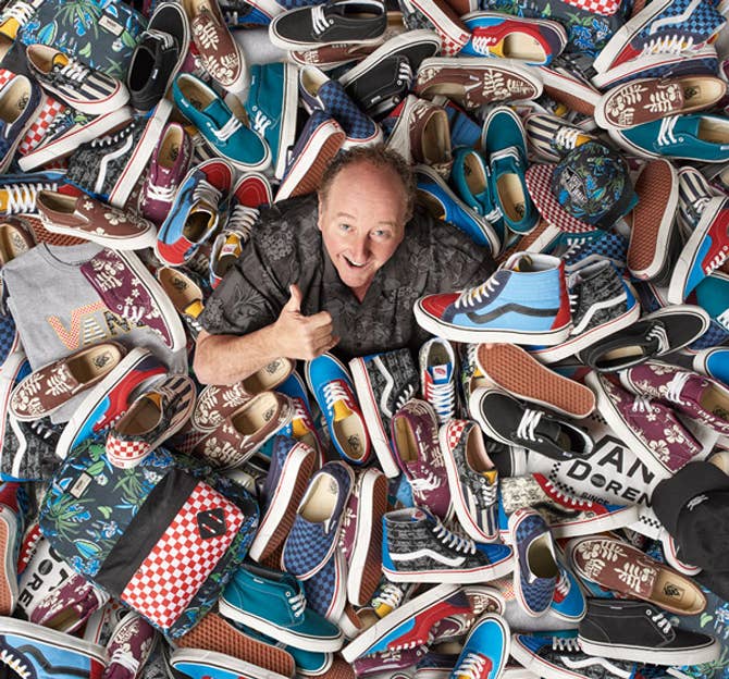 Steve Van Doren in a pile of Vans sneakers