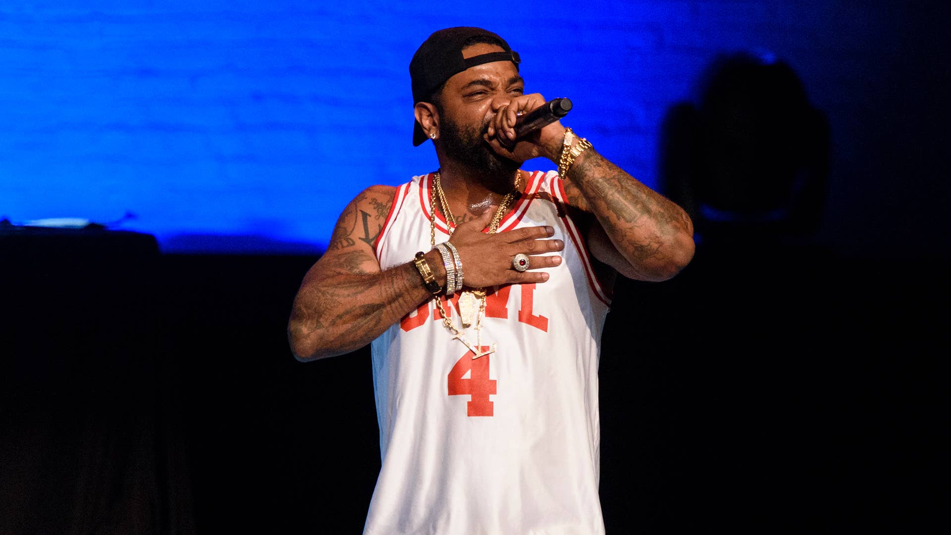 Rapper Jim Jones performs live on stage at the Apollo Theater