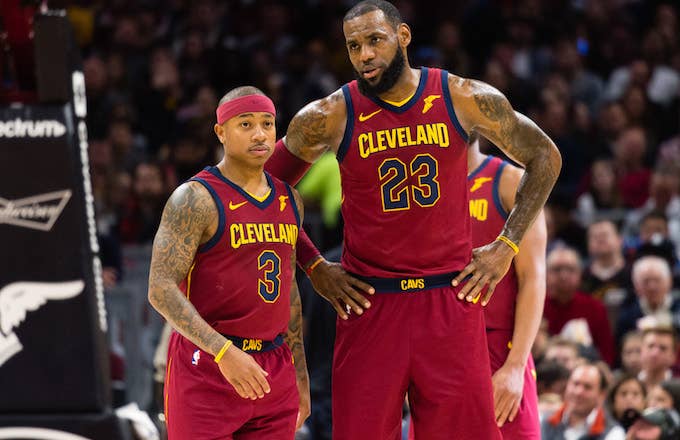 This is Isaiah Thomas and LeBron James at a January 2 game.