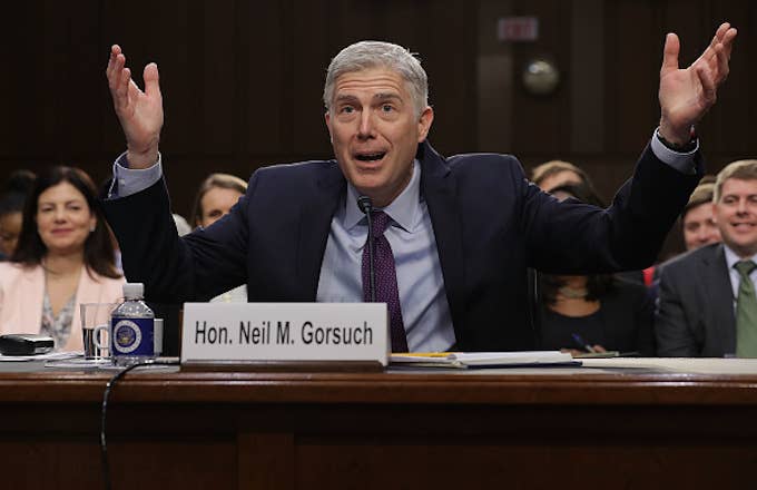 Judge Neil Gorsuch testifies during the second day of his Supreme Court confirmation hearing