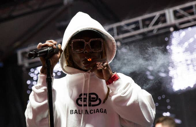 Rapper Lil Wayne performs onstage during JMBLYA at Fair Park