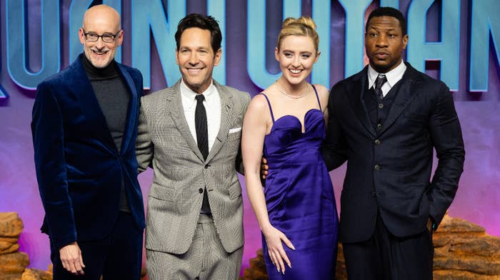 Peyton Reed, Paul Rudd, Kathryn Newton and Jonathan Majors attend the &quot;Ant Man And The Wasp Quantumania&quot; UK Gala Screening.