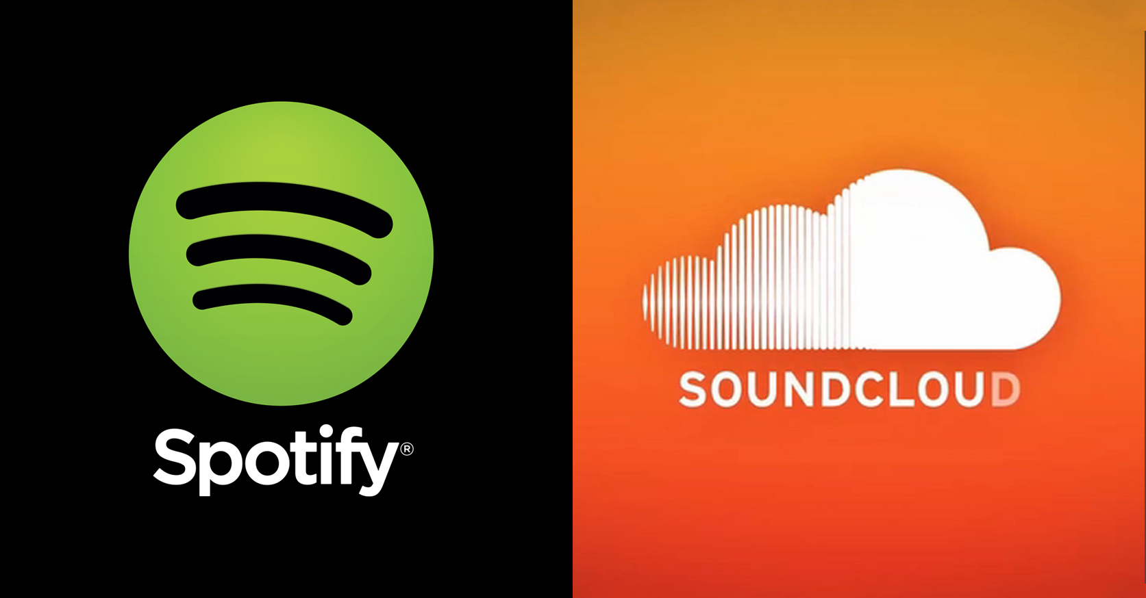 Spotify and Soundcloud logos