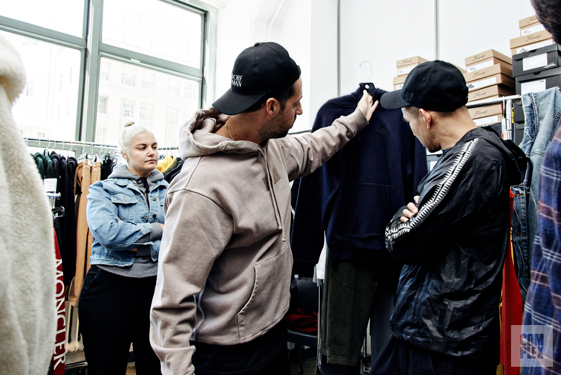 Fieg (left) and stylist Eugene Tong (right) a few days before the runway show.