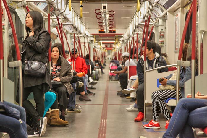 Commuters riding in a subway car in Toronto, Ontario, Canada, April 23, 2016.