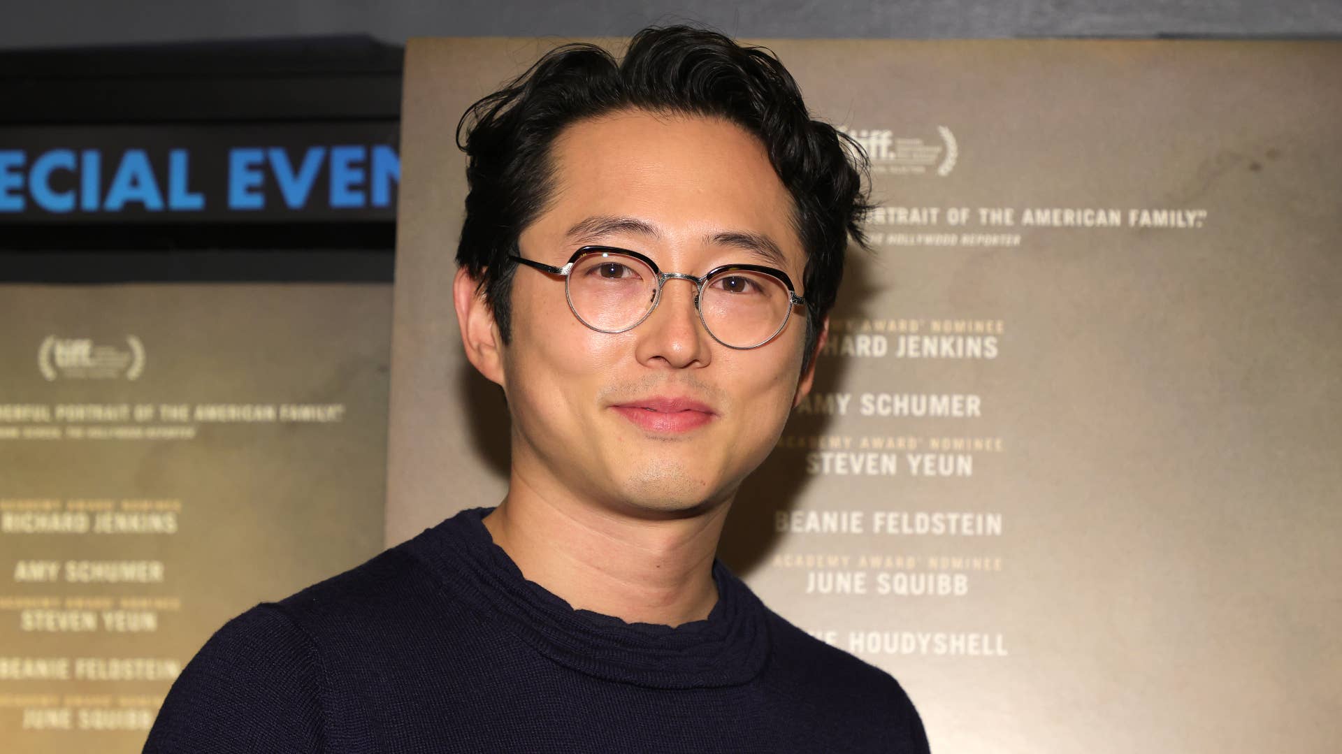 Steven Yeun seen on the red carpet of a movie screening.